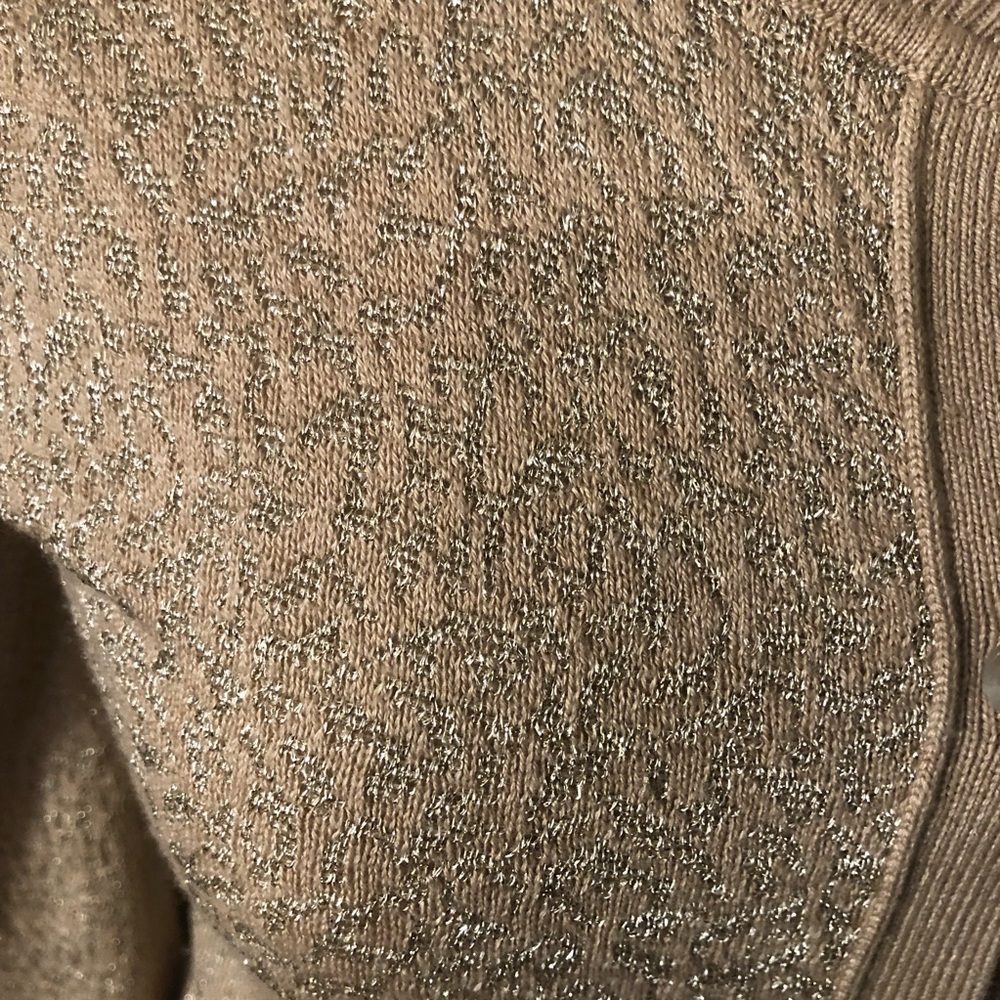 Ann Taylor Loft Tan With Silver Cardigan Size S